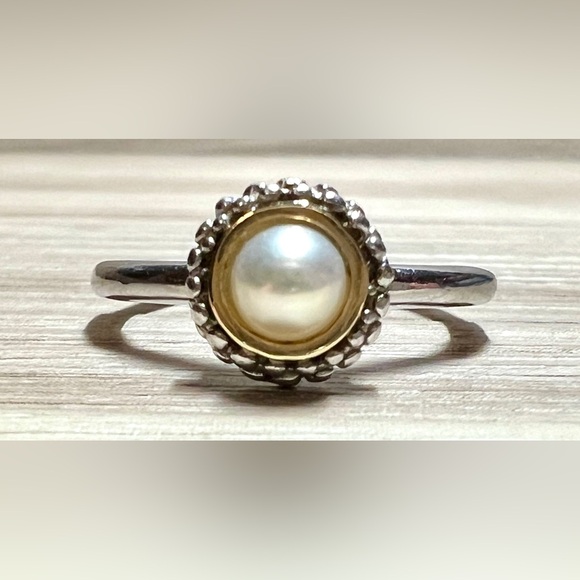 Designer Signed Phillip Gavriel Sterling Silver & 18K Gold Popcorn Pearl Ring - Picture 2 of 11